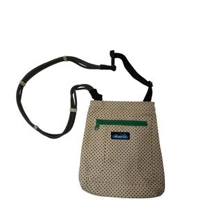 KAVU Polka Dot Crossbody Bag Tan Black Green Zipper Athleisure Sporty
